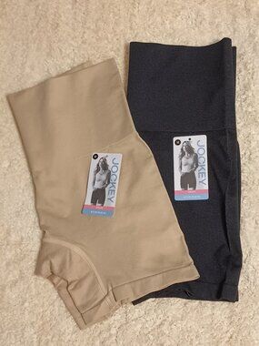 NWT~2 pairs of Jockey Slimmers Microfiber Seamfree Mid-Rise Mid-Length Shorts